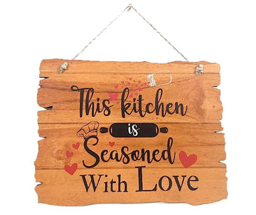 'This Kitchen is Seasoned With Love' Wooden Wall Hanging 22x29cm (250g)