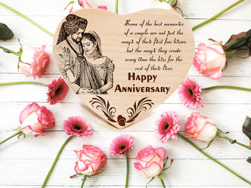 Personalized Engraved Wooden Photo Frame for Couple Anniversary (5.5 x 6,inches)