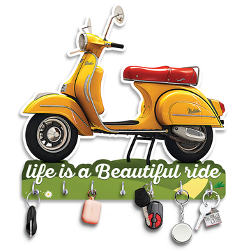 Large Yellow Scooter Wooden Key Holder SKU: 80198
