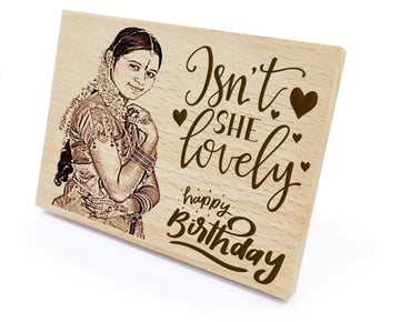 Personalised Engraved Wooden Photo Plaque for Birthday (13×9.5cm, 5 cms)