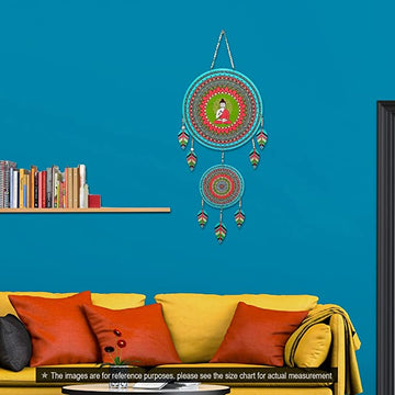 'Buddha Dream Catcher' Wooden Wall Hanging (73X27 cm)