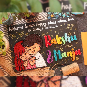 My Companion- Couple Illustration With Names Thread Art
