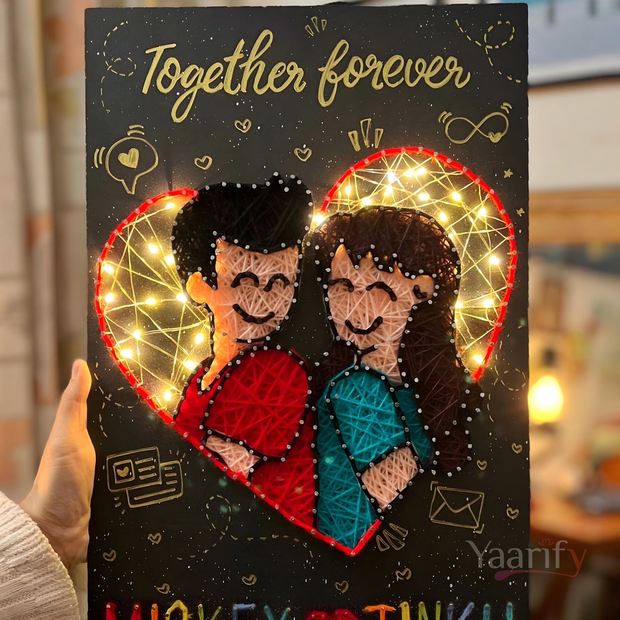 Forever Love- Couple Thread Art With Lights