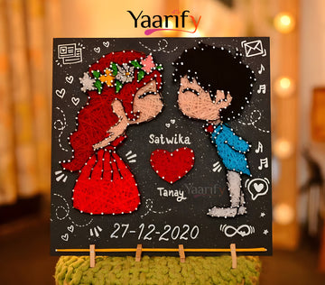 My Love- Illustration Couple Thread Art With Photos