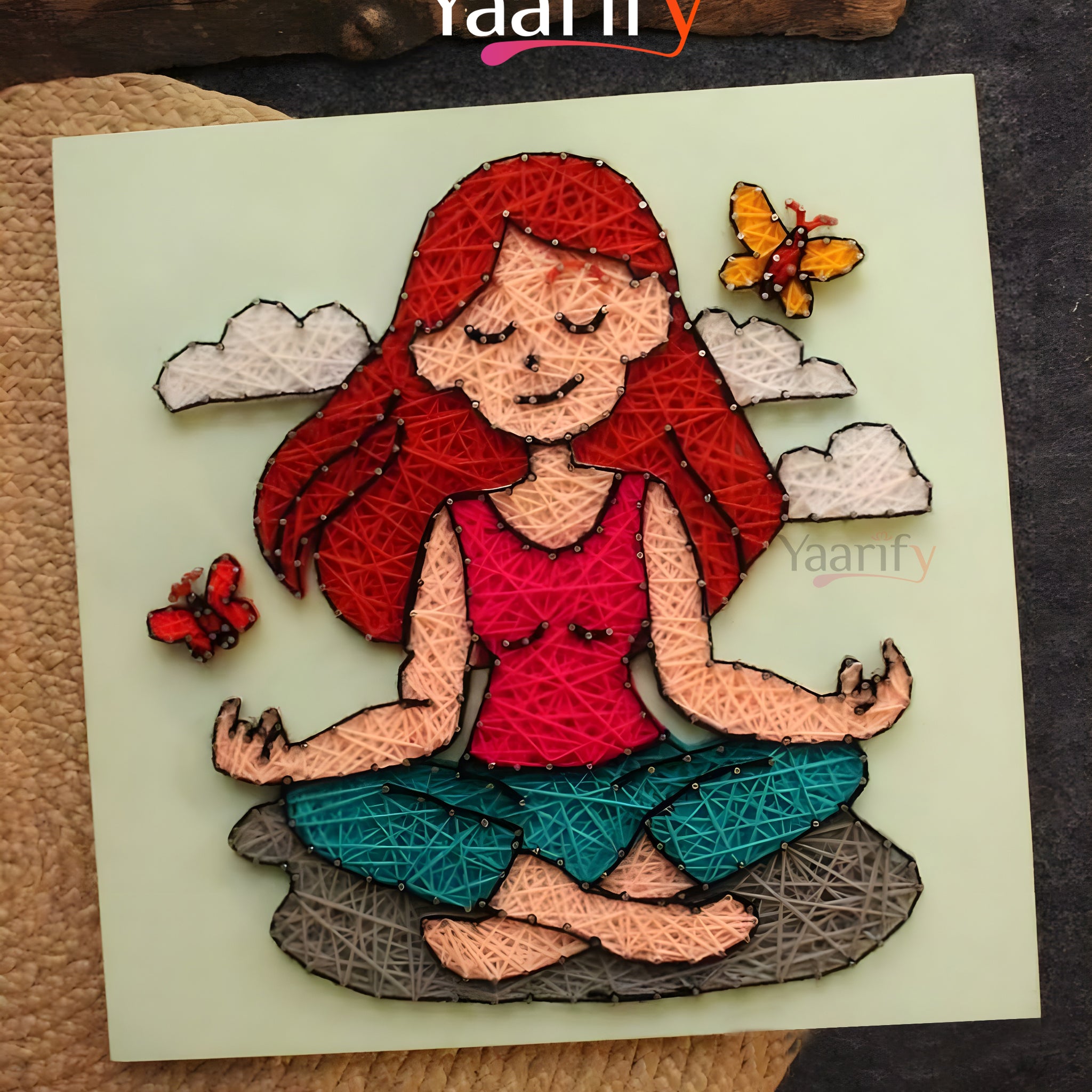 Yoga Lady Thread Art - Home Décor Wall Art(Rakhi Special)
