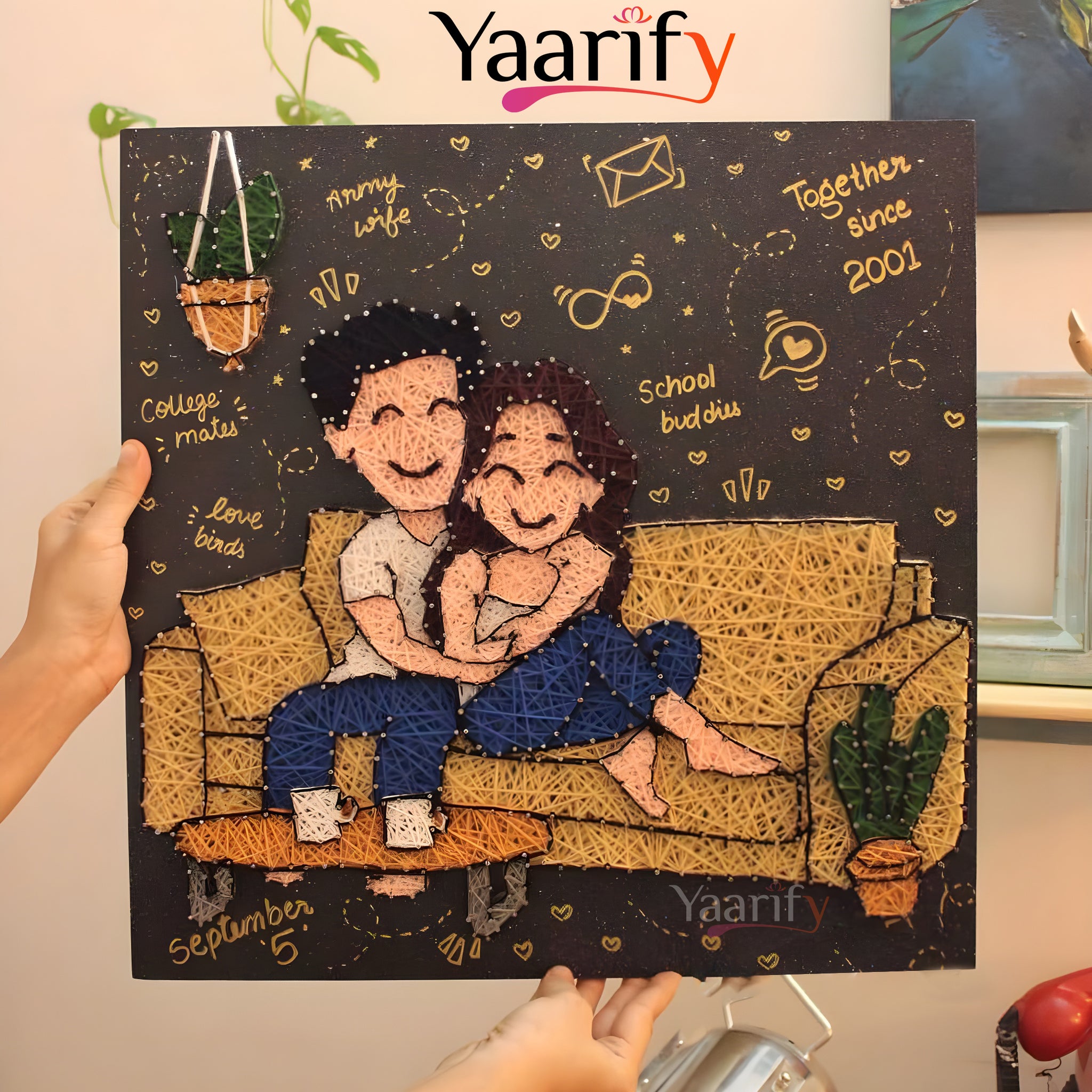 Partners- Customise Your Love Story With Illustration Thread Art