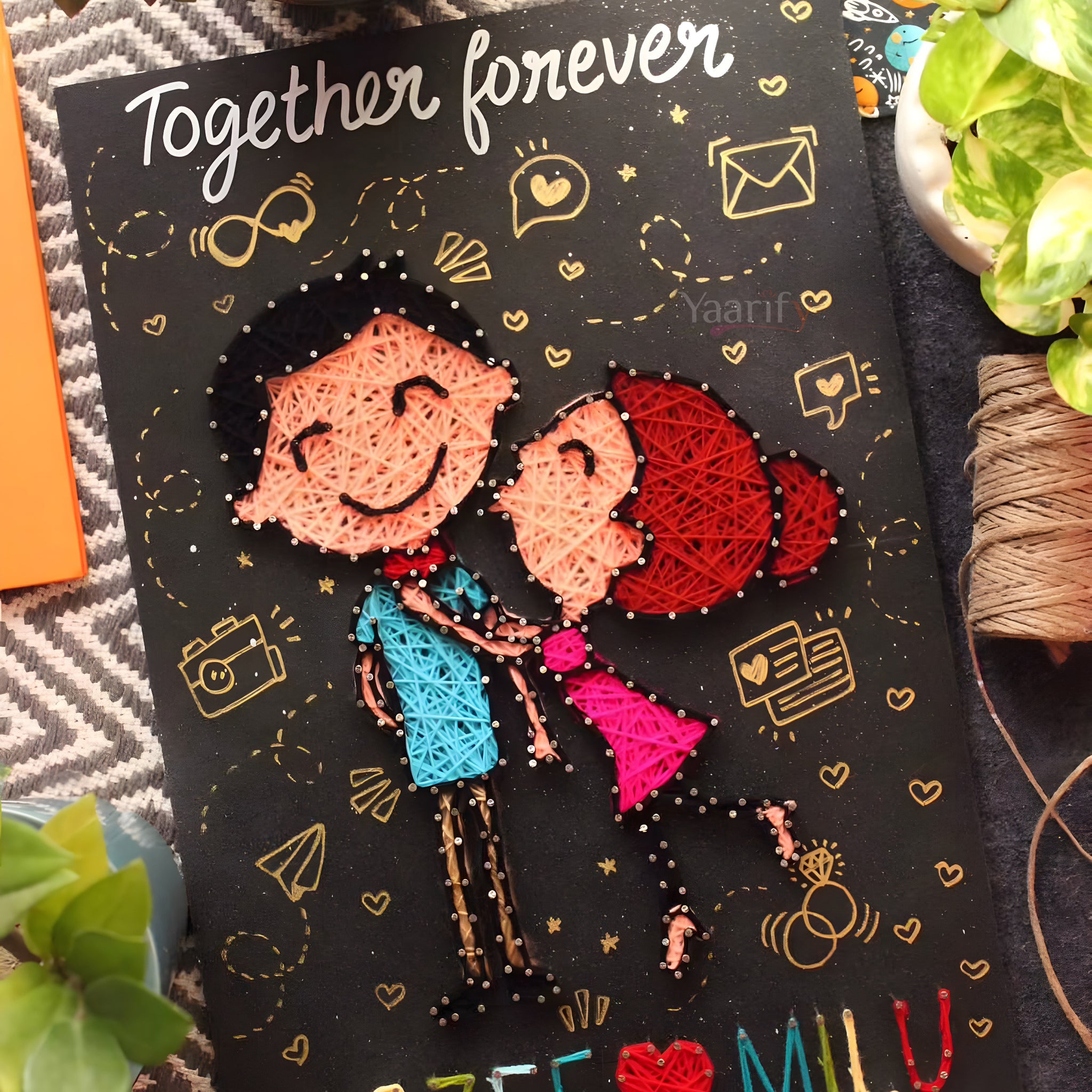The Fun Of Love - Illustration Couple Thread Art