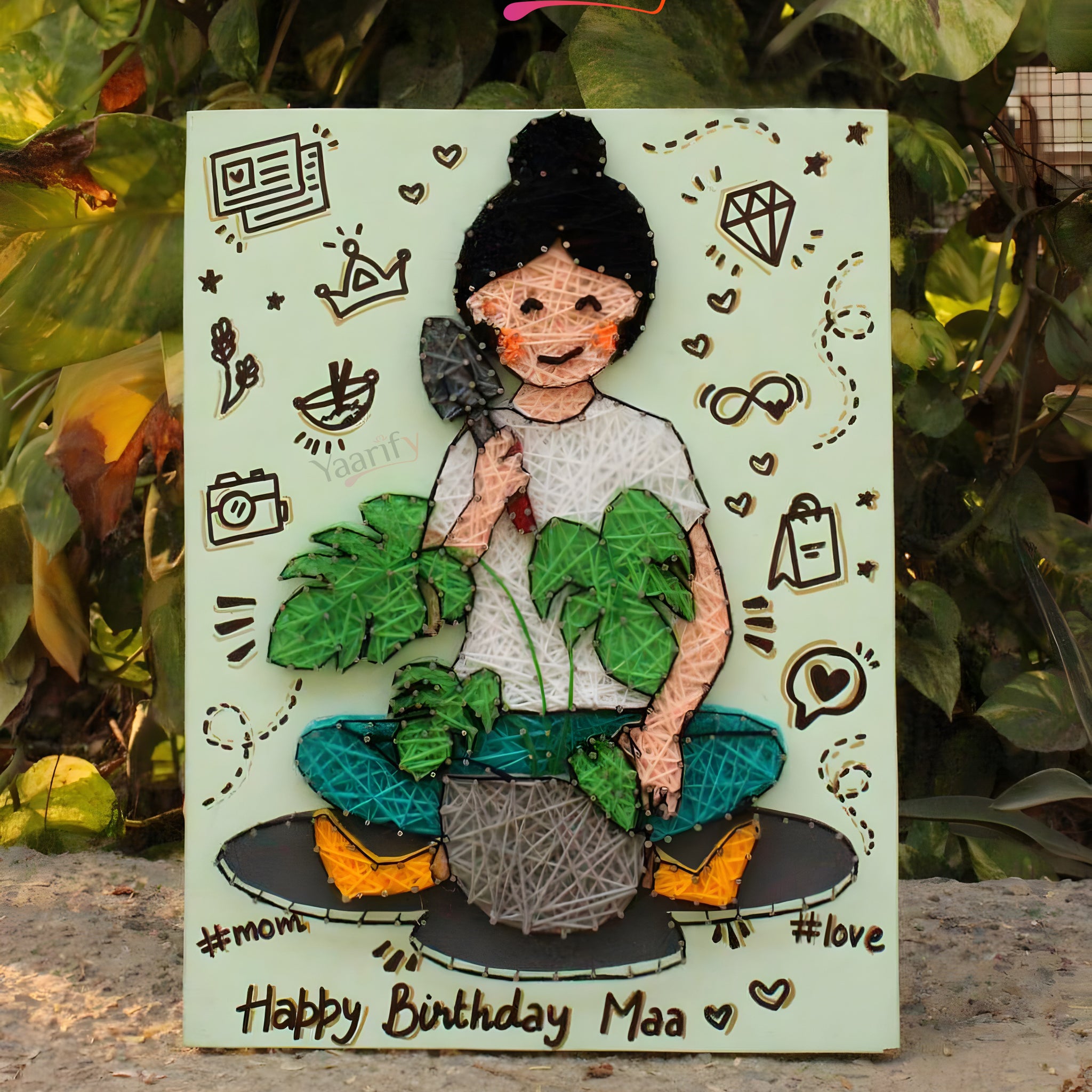 Plant Lady Illustration Thread Art(Rakhi Special)