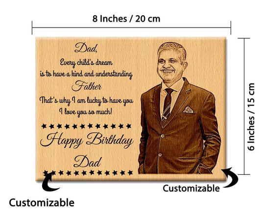 Personalized Engraved Wooden Photo Frame Gift for Dad Birthday