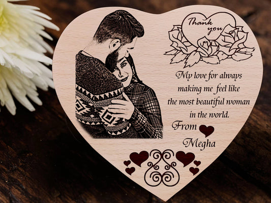 Personalized Engraved Wooden Photo Frame for Couple Anniversary (5.5 x 6,inches)