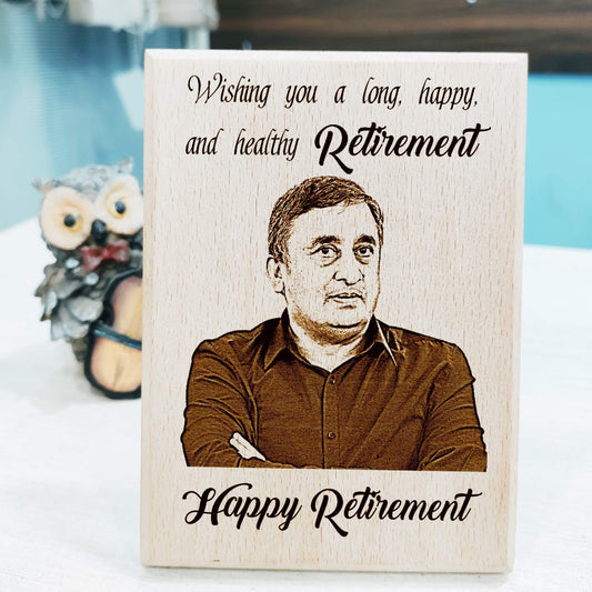 Wooden Engraved Photo Plaque Retirement Gift for Mother (7X4, Inches)