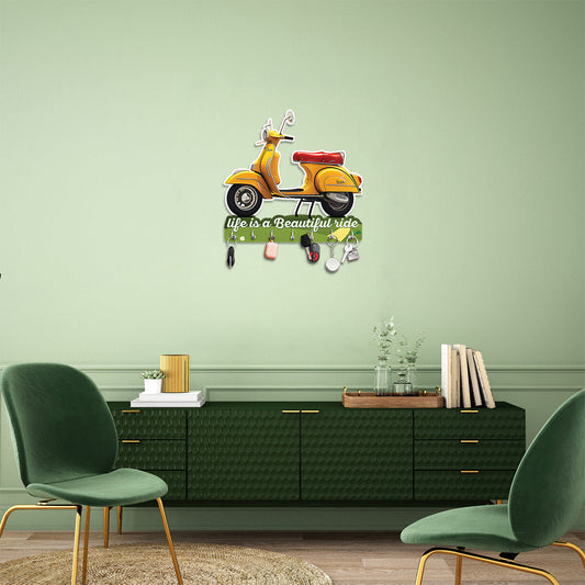 Large Yellow Scooter Wooden Key Holder SKU: 80198