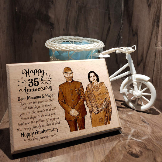 Personalized Engraved Wooden Photo Frame Anniversary Gift for Couples (6×4 inches)