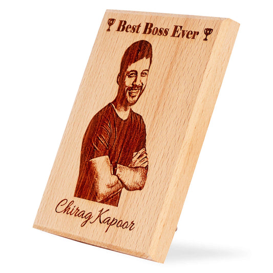Gift for Boss – Personalized Engraved Wooden Photo Plaque