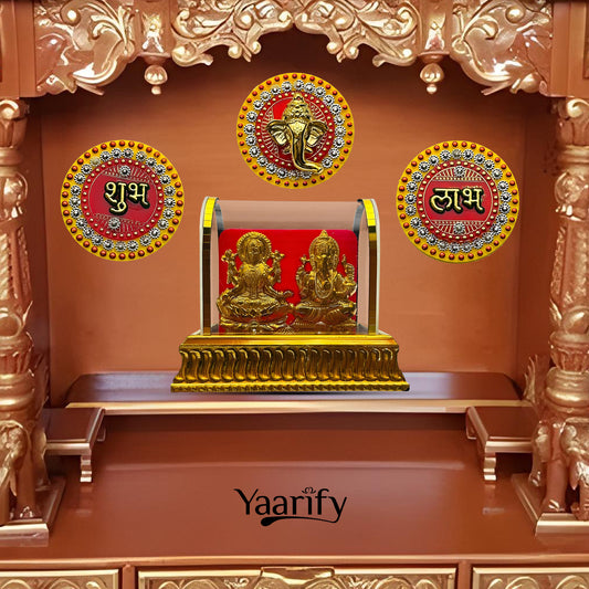 Gold Plated Lord Ganesh & Maa Lakshmi Subh Labh And Ganesh Chakar(Diwali Special)Y07