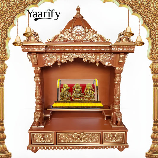 Gold Plated Laxmi Ganesh Idol Maa Saraswati Murti Acrylic(Diwali Special)Y03
