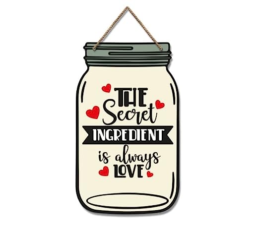 'The Secret Ingredient Is Always Love' Wooden Wall Hanging 25X15cm (150g)